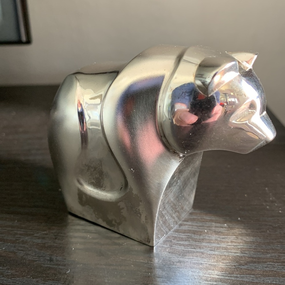 DANSK HANDMADE IN JAPAN VINTAGE PANDA BEAR PAPERWEIGHT SILVERPLATE COLLECTABLE